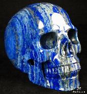 Top Quality, 5.2" Lapis Lazuli Carved Crystal Skull Realistic