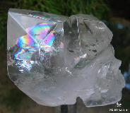 Stunning Rainbows, 4.7" Quartz Rock Carved Crystal Double Skull, Wand/Points