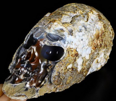 AWESOME 9.8" Mozambique Agate Carved Crystal Skull, Realistic, Healing