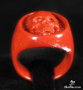 Red Jasper Carved Skull Ring, Crystal, Size 10