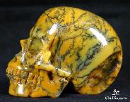 2.4" Yellow Moss Agate Carved Crystal Skull, Realistic