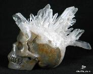 3.3" Quartz Rock Druse Carved Crystal Skull, Realistic