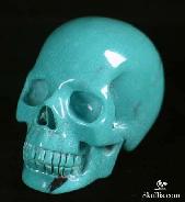 1.6" Turquoise Carved Crystal Skull, Realistic