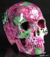 Gemsotne, 2.8" Ruby Zoisite Carved Crystal Skull, Realistic