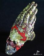 Dragon Blood Jasper Carved Crystal Skull Ring, Size 9 3/4