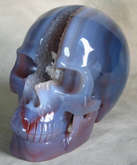 GEODE! Agate Carved Crystal Skull, Realistic