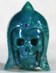 Green Moss Agate Carved Crystal Skull Buckle