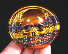 2.3" Tiger Iron Eye Carved Crystal Skull Buckle