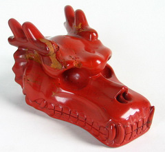 Huge 4.8" Red Jasper Carved Crystal Chinese Dragon Skull