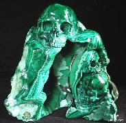 Giant 6.6" Malachite Carved Crystal Skulls, 10LB
