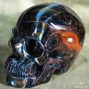 Huge 5.0" Blue & Gold Tiger Eye Carved Crystal Skull, Gemstone