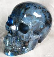 Giant 7.3" Labradorite Carved Crystal Skull, Realistic