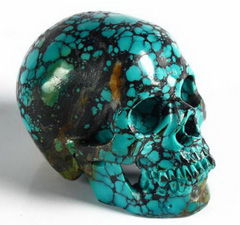 2.1" Turquoise Carved Crystal Skull, Gemstone