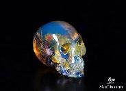Dominican 0.7" Blue Amber Carved Crystal Skull, Gemstone