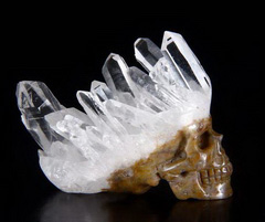1.7" Quartz Rock Crystal Carved Crystal Druse Skull