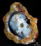 Large 4.2" Original Agate Carved Crystal Skull, NICE PATTERN  