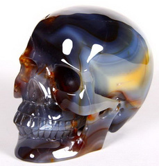 Large 4.4" Agate Carved Crystal Skull, Healing 