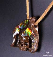 Ammolite Carved Crystal Skull Pendant