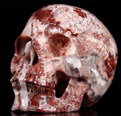 Huge 4.8" Lace Jasper Carved Crystal Skull, Super Realistic