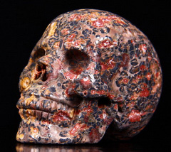 2.6" Leopard Skin Jasper Carved Crystal Skull, Realistic