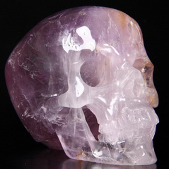 Rainbows! Huge 4.3" Amethyst Carved Crystal Skull, Super Realistic