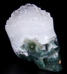 1.0" Ocean Jasper Carved Crystal Druse Skull