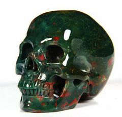 2.0" Bloodstone Carved Crystal Skull, Super Realistic