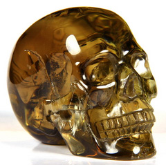 2.6" Citrine Carved Crystal Skull, Realistic