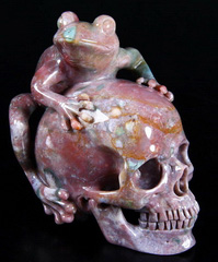 Aug 3 , 2014 ACSAD (A Crystal Skull a Day) - Rainbow Frog Guide - Indian Agate Carved Crystal Skull with Frog Sculpture