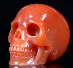 2.4" Red Aventurine Carved Crystal Skull, Realistic