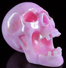 Huge 7.4" Pink Aragonite Carved Crystal Screaming Skull