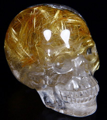 2.4" Rutilated Quartz Rock Crystal Carved Crystal Skull, Realistic
