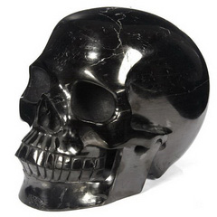 Lifesized 7.4" Jet Carved Crystal Skull, Realistic