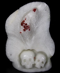 Gemstone 5.5" Ruby & Spinel Carved Crystal Lover Skull Sculpture