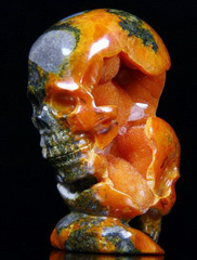 Nov 9, 2014 ACSAD (A Crystal Skull a Day) - Alternate Perspectives - Orpiment Carved Crystal Skulls with Accompanying Crystals Sculpture