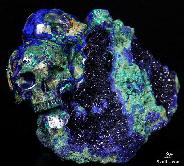 5.9" Malachite & Azurite Carved Crystal Skull Sculpture