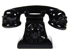 July 8, 2014 ACSAD (A Crystal Skull a Day) - Skull Telephone - Black Obsidian & 925 Sterling Silver Carved Crystal Skull Telephone with 925 Sterling Silver Sculpture