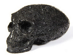 4.4" Hot Lava Stone Carved Elongated Mayan Alien Crystal Skull