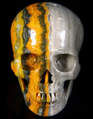 4.2" Bumble Bee Jasper Carved Crystal Skull, Super Realistic