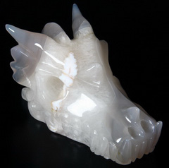 HUGE 5.1" Agate Carved Crystal Dragon Skull