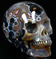 Very Nice 4.7" Agate Carved Crystal Skull, Realistic