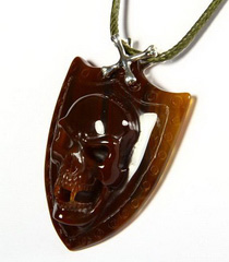 Red Agate Carved Crystal Skull Pendant