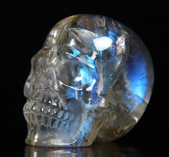 Gemstone 1.8" Moonstone Carved Crystal Skull, Realistic, Crystal Healing