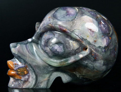 NEW STYLE HUGE 5.2" Fluorite Carved Crystal Beauty Alien Skull