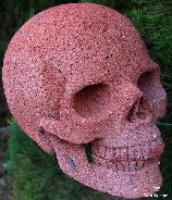 Lifesized 7.2" Red-Hot Lava Stone Carved Crystal Skull, Realistic