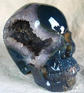 Giant 6.9" Geode Agate Carved Crystal Skull, Super Realistic