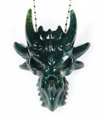 Gemstone Bloodstone Carved Crystal Dragon Skull