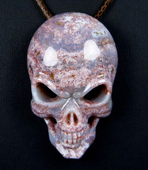 2.0" Indian Agate Carved Crystal Skull Pendant