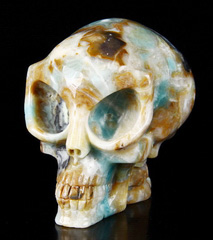 HUGE 5.1" Chinese Amazonite Carved Crystal Alien Skull