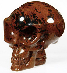 HUGE 5.1" Mahogany Obsidian Star Being Female Alien Crystal Skull Companion Hand Carved Gemstone Fine Art Sculpture, Reiki Healing Stone Statue